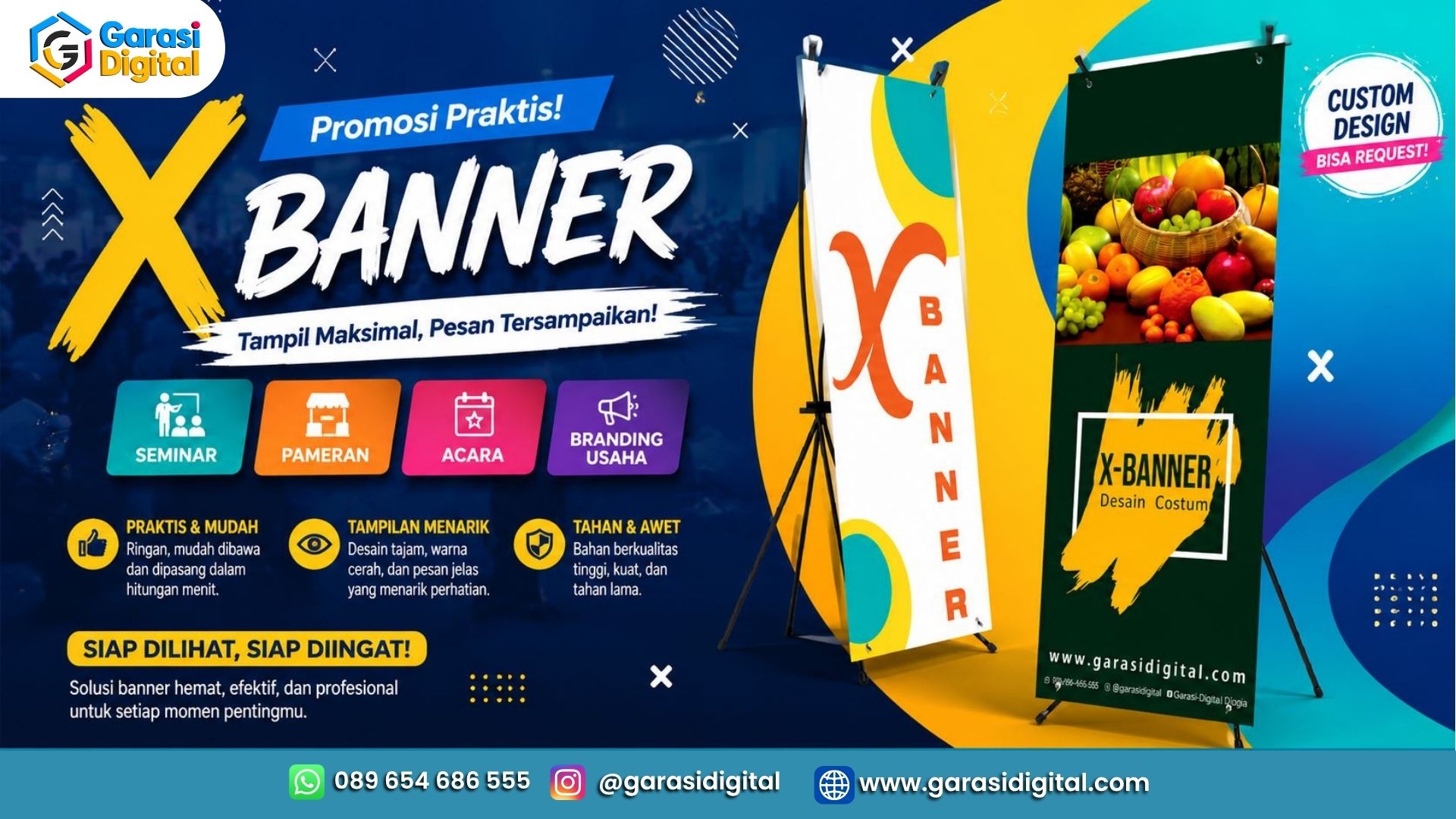 Cetak X Banner promosi berkualitas untuk event, toko, seminar dan branding usaha