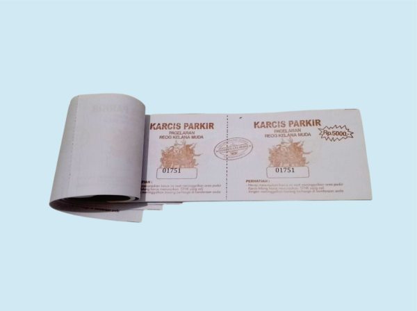 Cetak karcis custom parkir dan tiket masuk event dengan nomorator nomor seri unik