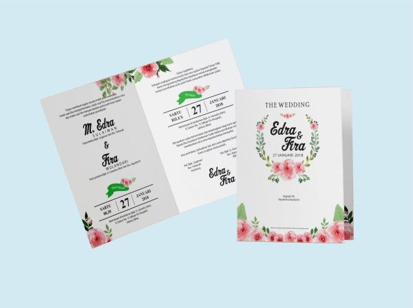 Undangan pernikahan softcover custom Art Paper 260gsm laminasi doff atau glossy desain elegan modern