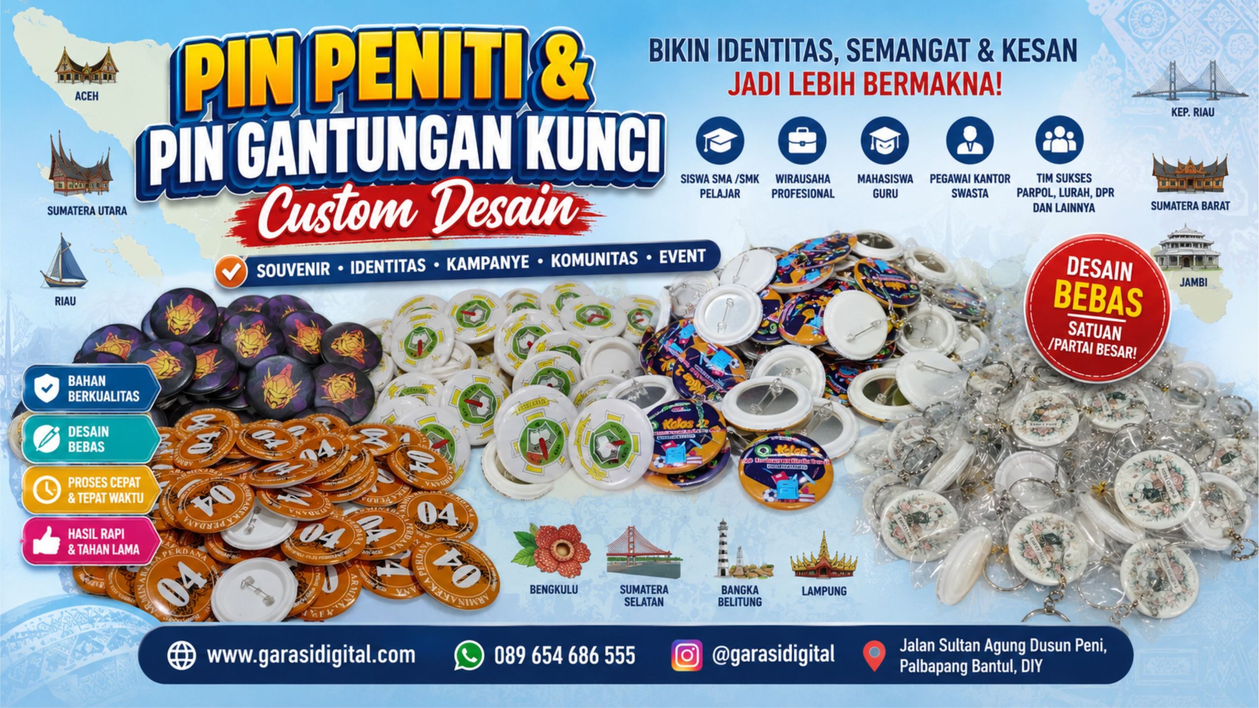 Jual Pin Custom di Sumatera Selatan – Garasi Digital Solusi Terpercaya Anda