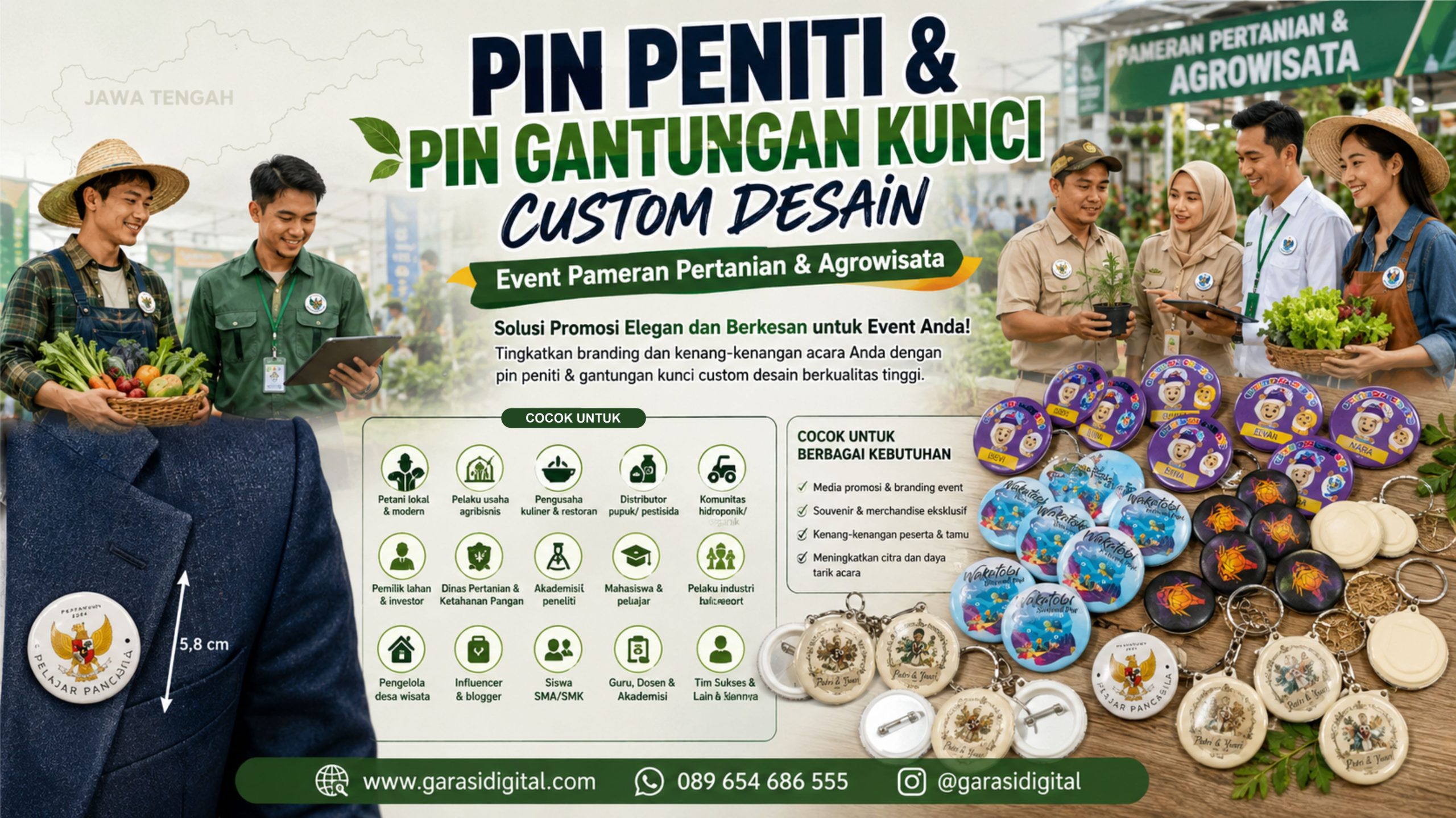 pin custom untuk event pertanian dan agrowisata di jawa tengah